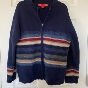 Skyr Knitted Navy Zip Cardigan